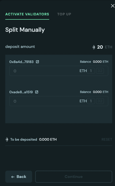 Screenshot of the OVM allocation summary in the activation flow.