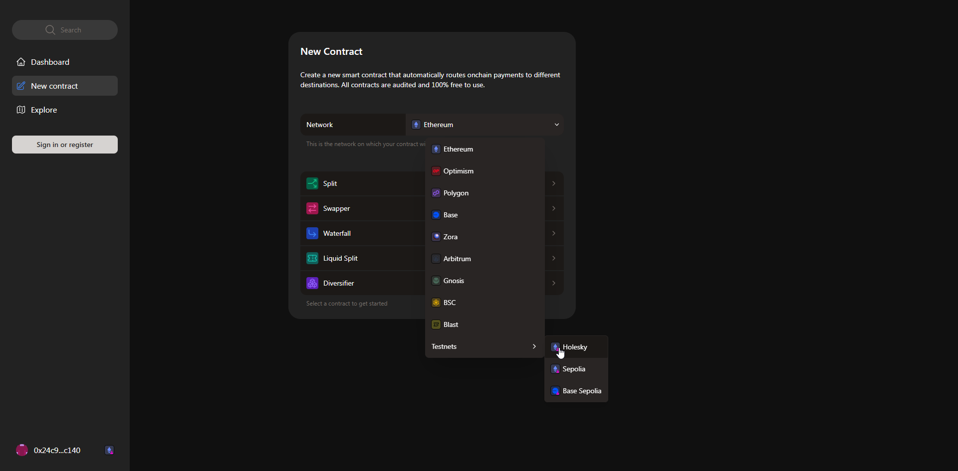 Screenshot: The squad leader should obtain the reward addresses from all the cluster members (this can be the same address used in the SAFE contract). Open https://app.splits.org and create aβ¦